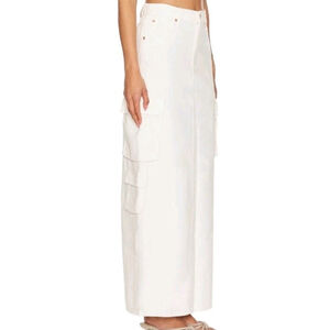 NWT Mother Snacks The Fun Dip Natural Denim Maxi Cargo Skirt Size 25 Pallet Dust